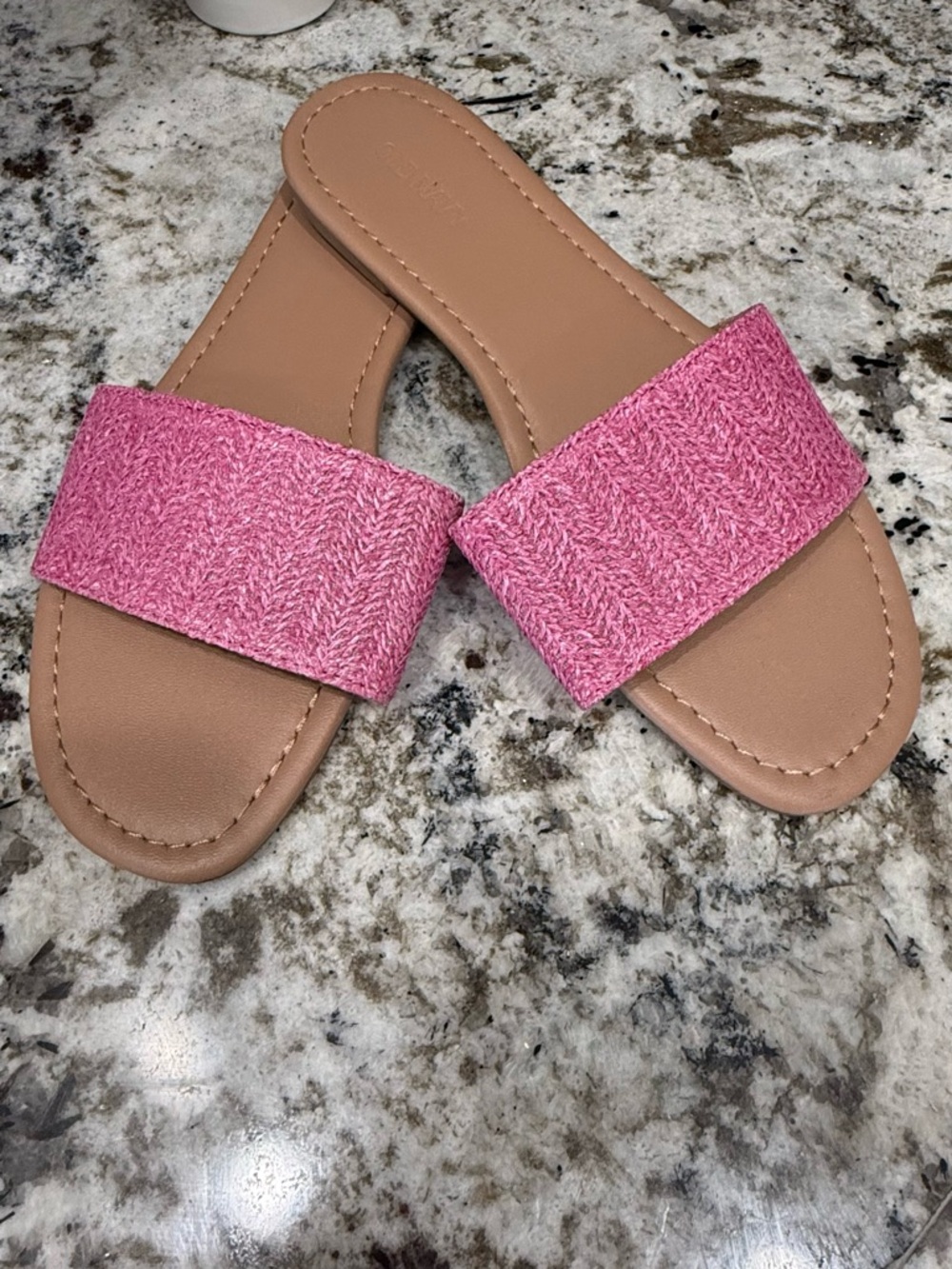 Old Navy Pink Textured Strap Slide Sandals